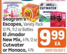 Tony’s Fresh Market Seagram's Escapes, Variety Pack El Jimador New Mix, Cutwater or Monaco offer