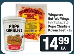 Tony’s Fresh Market Winganza Buffalo Wings Fully Cooked, 5 Lb Papa Charlie's Italian Beef 4 Lb offer