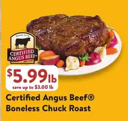 Fresh Thyme Certified Angus Beef Boneless Chuck Roast offer