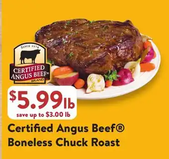 Fresh Thyme Certified Angus Beef Boneless Chuck Roast offer