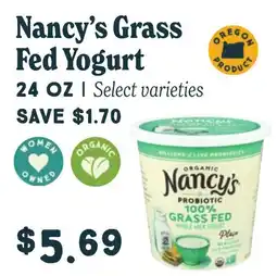 Market of Choice Nancy's Grass Fed Yogurt offer