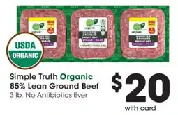 Ralphs Simple Truth Organic 85% Lean Ground Beef offer