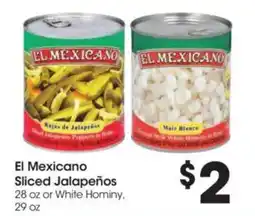 Food 4 Less El Mexicano Sliced Jalapeños or White Hominy offer