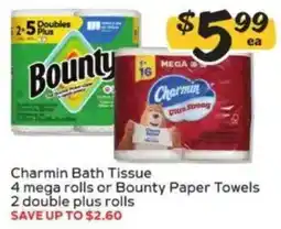 Winn Dixie Charmin Bath Tissue or Bounty Paper Towels offer