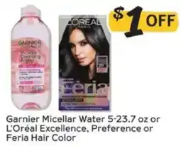 Winn Dixie Garnier Micellar Water or L'Oreal Excellence, Preference or Feria Hair Color offer