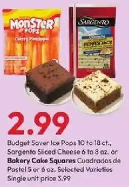 Stater Bros Budget Saver Ice Pops offer
