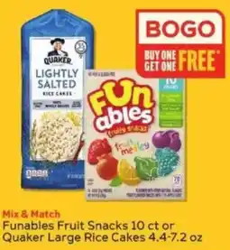 Winn Dixie Funables Fruit Snacks or Quaker Large Rice Cakes offer