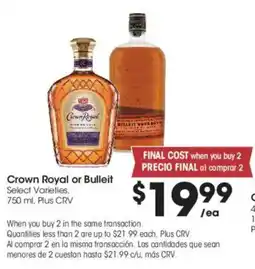 Food 4 Less Crown Royal or Bulleit offer