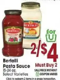 Jewel-Osco Bertolli Pasta Sauce offer