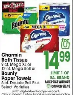 Jewel-Osco Charmin Bath Tissue or Bounty Paper Towels offer