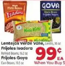 Supermercado El Rancho Lentejas Verde Valle, Frijoles Isadora, Frijoles Goya offer