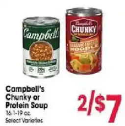 Jewel-Osco Campbell's Chunky or Protein Soup offer