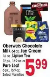 Jewel-Osco Oberweis Chocolate Milk, Lipton Tea or Pure Leaf offer