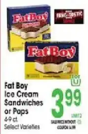 Jewel-Osco Fat Boy Ice Cream Sandwiches or Pops offer