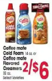 Jewel-Osco Coffee mate cold foam coffee mate flavored creamers offer