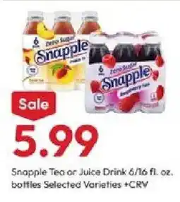 Stater Bros Snapple Tea or Juice Drink offer