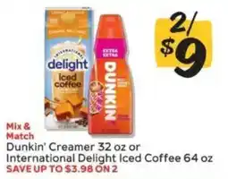 Winn Dixie Dunkin' Creamer or International Delight Iced Coffee offer