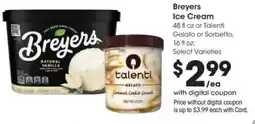 Ralphs Breyers ice cream or Talenti gelato or sorbetto offer