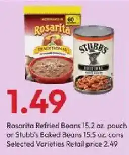Stater Bros Rosarita Refried Beans or Stubb's Baked Beans offer