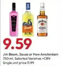 Stater Bros Jim Beam, Sauza or New Amsterdam offer