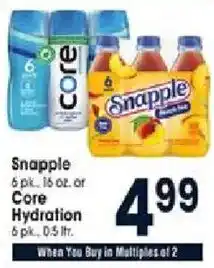 Jewel-Osco Snapple or Core Hydration offer