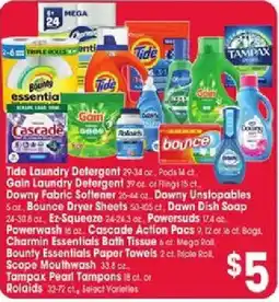 Jewel-Osco Tide Laundry Detergent, Gain Laundry Detergent, Downy Fabric Softener, Downy Unstoppables, Bounce Dryer Sheets, Dawn Dish Soa offer