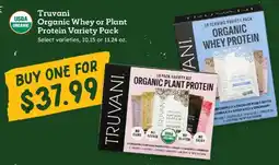 Sprouts Farmers Market Truvani organic whey or plant protein variety pack offer