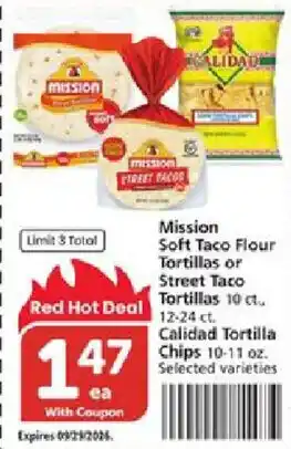 Mission Soft Taco Flour Tortillas or Street Taco Tortillas