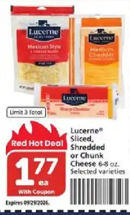 Lucerne sliced, shredded or chunk cheese