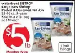 Vons Waterfront bistro large raw shrimp offer