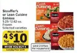 Vons Stouffer's or Lean Cuisine Entrées offer