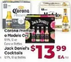 Cardenas Corona Premier and Modelo Oro Jack Daniel's Cocktails offer