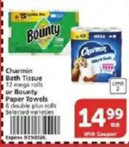 Vons Charmin Bath Tissue or Bounty Paper Towels offer