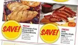 H-E-B Fresh still Country Fare Bone-in Skin-on Chicken Breasts offer