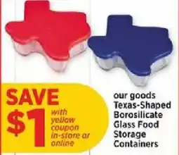 H-E-B our goods Texas-Shaped Borosilicate Glass Food Storage Containers offer
