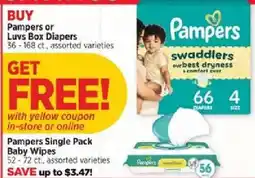 H-E-B Pampers Single Pack Baby Wipes offer