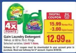 Safeway Gain Laundry Detergent offer