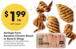 Kroger Heritage Farm Boneless Chicken Breast or Bone-In Wings offer