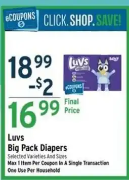 Brookshire's Luvs big pack diapers offer
