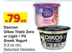 Shop 'n Save Dannon Oikos Triple Zero or Light + Fit Greek Yogurt offer
