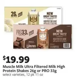Fareway Muscle Milk Ultra Filtered Milk High Protein Shakes offer