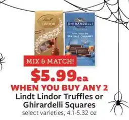 Fareway Lindt Lindor Truffles or Ghirardelli Squares offer