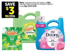 Dollar General Downy liquid fabric softener or Gain liquid fabric softener or Gain powder offer