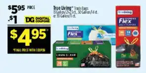 Dollar General True Living Trash Bags offer