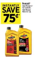 Dollar General Pennzoil High Mileage or Full Synthetic Motor Oil 1 qt offer