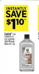 Dollar General Castrol full synthetic high mileage motor oil offer
