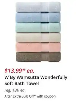 JC Penney W By Wamsutta wonderfully soft bath towel offer
