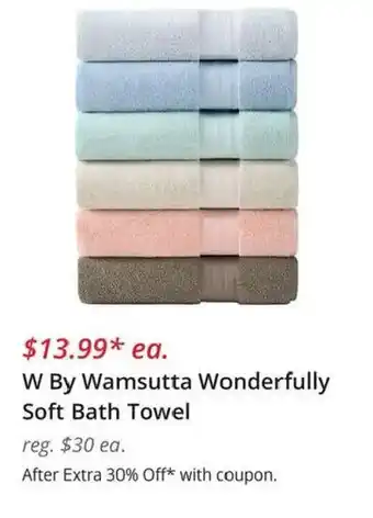 JC Penney W By Wamsutta wonderfully soft bath towel offer