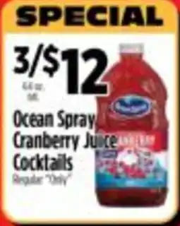 Pioneer Supermarkets Ocean Spray cranberry juice cocktails offer