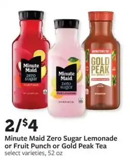 Fareway Minute Maid Zero Sugar Lemonade or Fruit Punch or Gold Peak Tea offer